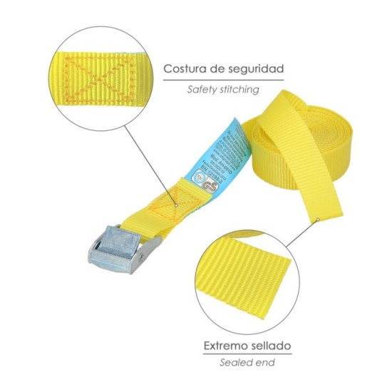 Cinta De Amarre Con Trinquete 4,5 metros x 25 mm,(2 Unidades) Trinquete Metalico Automatico, Cincha, Eslinga, Correa Sujeción al