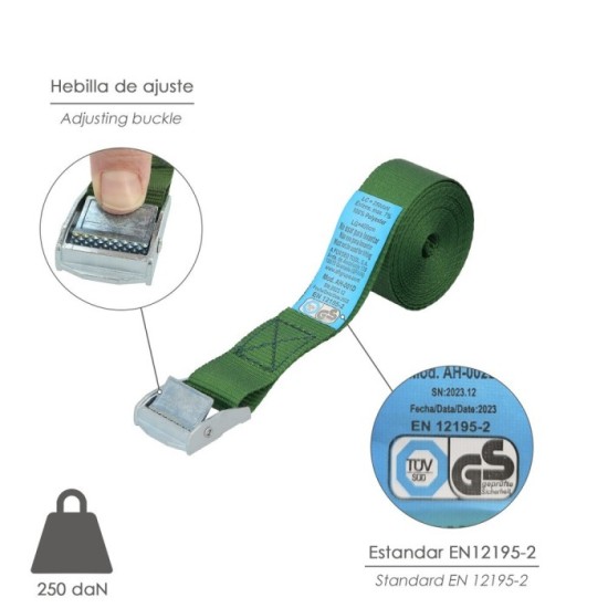 Cinta De Amarre Con Trinquete 4 metros x 25 mm, Trinquete Metalico Automatico, Cincha, Eslinga Mercancia, Correa Sujeción al por