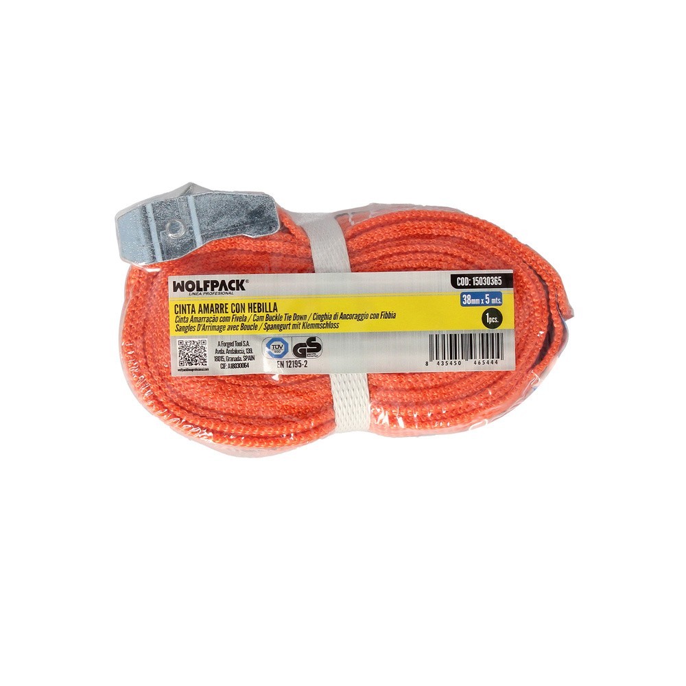 Cinta De Amarre Con Trinquete 5 metros x 38 mm, Trinquete Metalico Automatico, Cincha, Eslinga Mercancia, Correa Sujeción al por