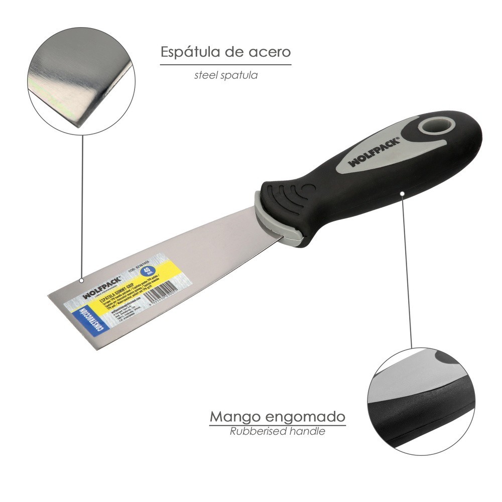 Espatula Mango Gummy Grip Hoja 40 mm, Aplicar Yeso, Pintora, Masillas, Pladur, etc, al por Mayor | Almacén de Ferretería