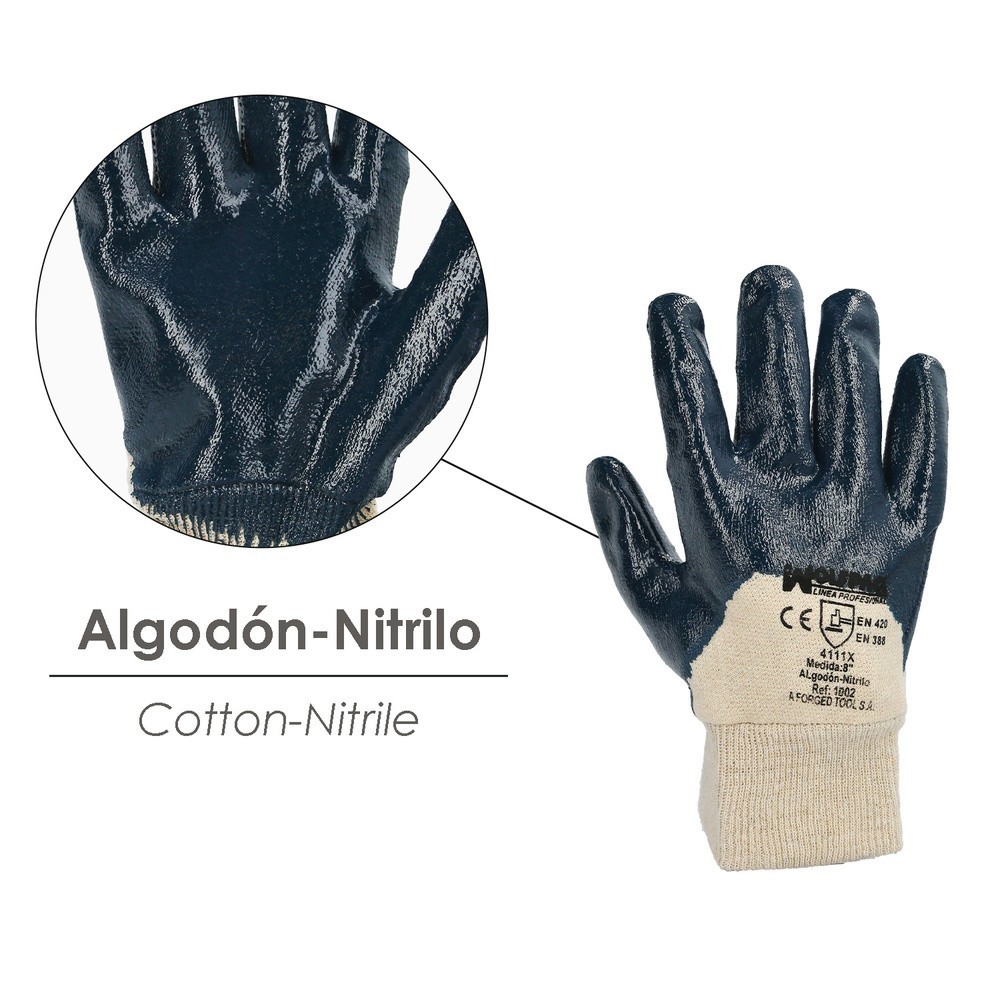 Guantes Nitrilo / Lona Pesados Nimax 8" (Par) al por Mayor | Almacén de Ferretería
