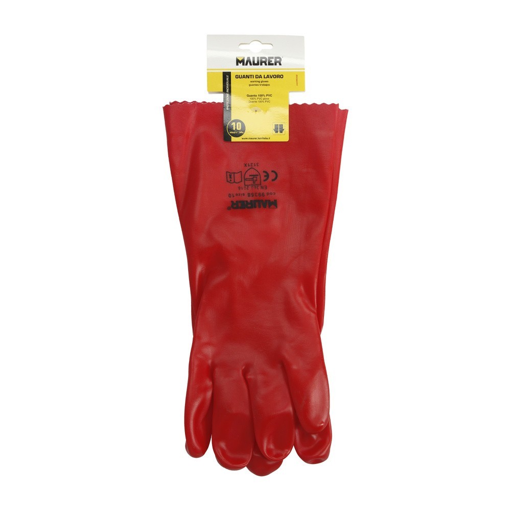 Guantes Pvc Rojo 35 cm, (Par) al por Mayor | Almacén de Ferretería