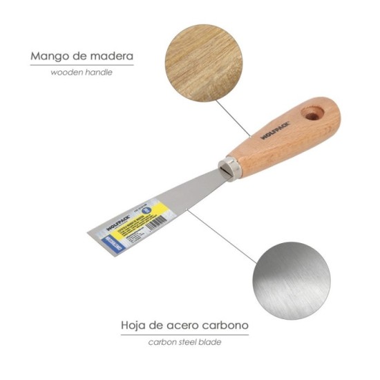 Espatula Mango Madera Hoja Acero 30 mm, Aplicar Yeso, Pintora, Masillas, Pladur, etc, al por Mayor | Almacén de Ferretería