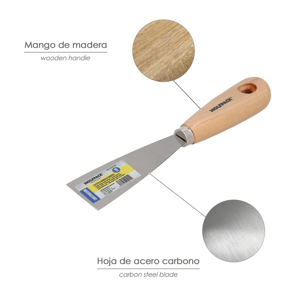 Espatula Mango Madera Hoja Acero 40 mm, Aplicar Yeso, Pintora, Masillas, Pladur, etc, al por Mayor | Almacén de Ferretería