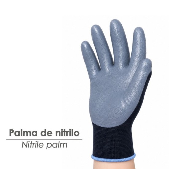 Guante De Trabajo De Poliéster Con Recubrimiento De Nitrilo - Talla 7" (Par) al por Mayor | Almacén de Ferretería