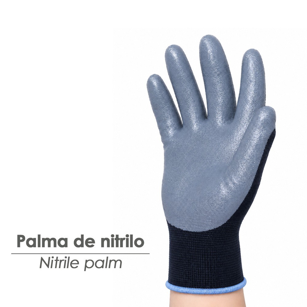 Guante De Trabajo De Poliéster Con Recubrimiento De Nitrilo - Talla 7" (Par) al por Mayor | Almacén de Ferretería