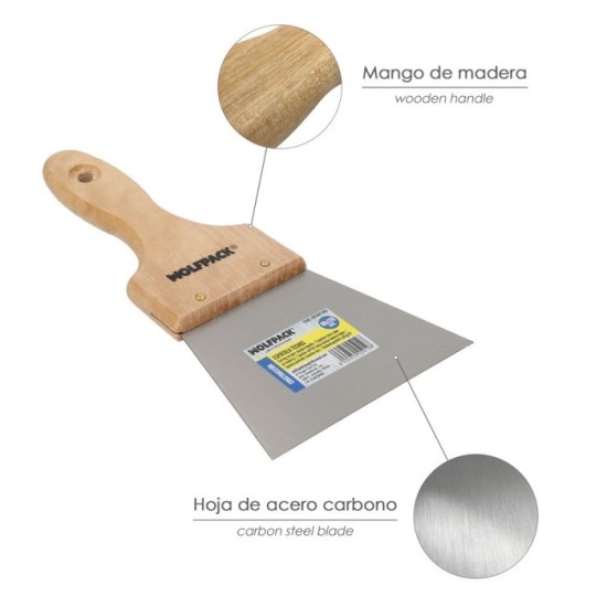 Espatula Techos Mango Madera Hoja Acero 90 x 120 mm, Aplicar Yeso, Pintora, Masillas, Pladur, etc, al por Mayor | Almacén de Fer