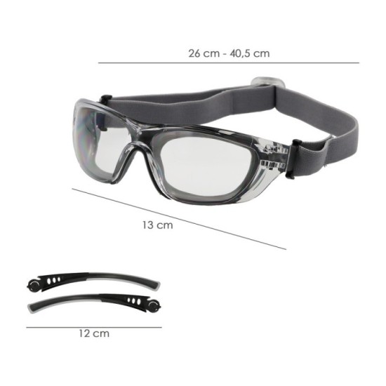 Gafas de Seguridad Acolchadas Cristales Transparentes Con Patillas o Goma Elastica,  Patillas Engomadas EN/166 al por Mayor | Al