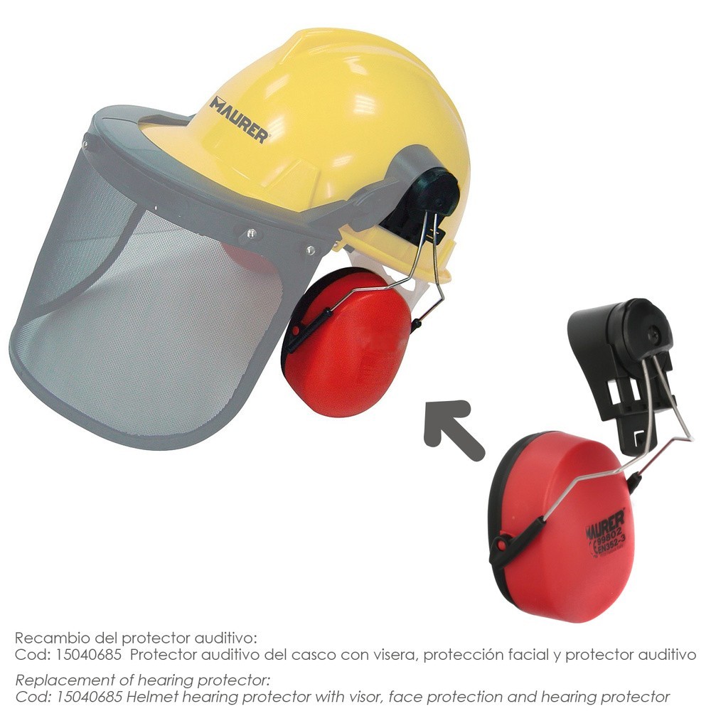 Recambio Protector Auditivo Para Casco Con Visera, Protector Facial De Rejilla y Protector Auditivo Maurer Modelo 99790 al por M