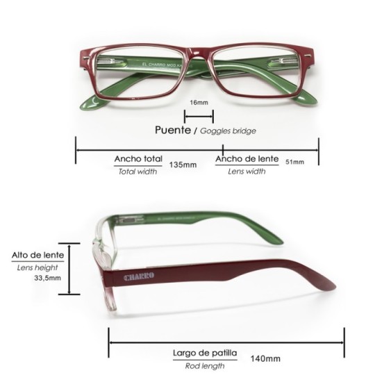 Gafas Lectura Kansas Rojo / Verde, Aumento +2,0 Gafas De Vista, Gafas De Aumento, Gafas Visión Borrosa al por Mayor | Almacén de