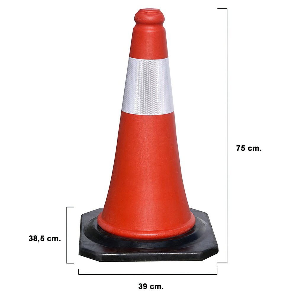 Cono Señalizacion Base Goma 75 cm, Reflectante Uso Domestico al por Mayor | Almacén de Ferretería
