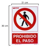 Cartel Prohibido El Paso 21x 30 (Alt,) cm, al por Mayor | Almacén de Ferretería