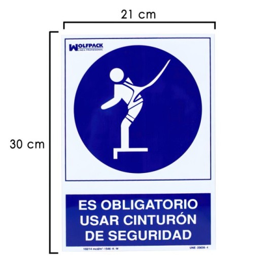 Cartel Uso Obligatorio Cinturon Seguridad 21 x 30 (Alt) cm, al por Mayor | Almacén de Ferretería