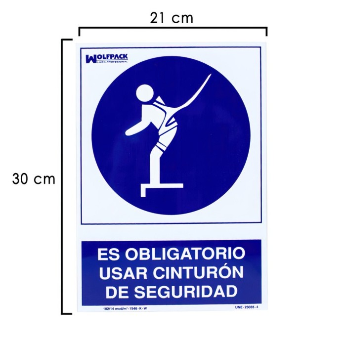 Cartel Uso Obligatorio Cinturon Seguridad 21 x 30 (Alt) cm, al por Mayor | Almacén de Ferretería