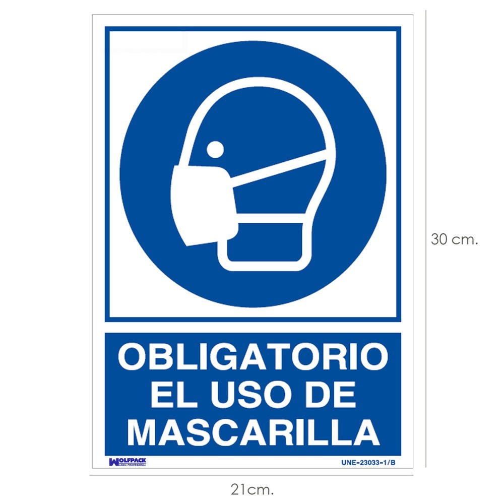Cartel Obligatorio el Uso de Mascarilla 21x 30 (Alt,) cm, al por Mayor | Almacén de Ferretería