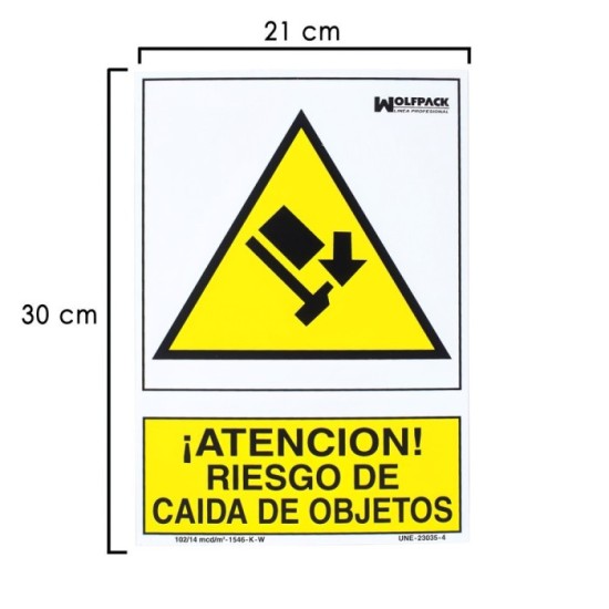 Cartel Riesgo Caida De Objetos 21 x 30 (Alt) cm, al por Mayor | Almacén de Ferretería