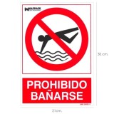 Cartel Prohibido Bañarse 21x 30 (Alt,) cm, al por Mayor | Almacén de Ferretería