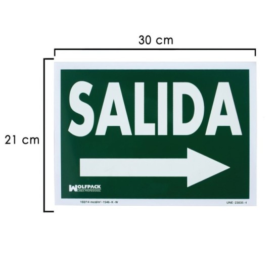 Cartel / Señal Fluorescente Salida A Derecha 30 x 21 (Alt,) cm, al por Mayor | Almacén de Ferretería