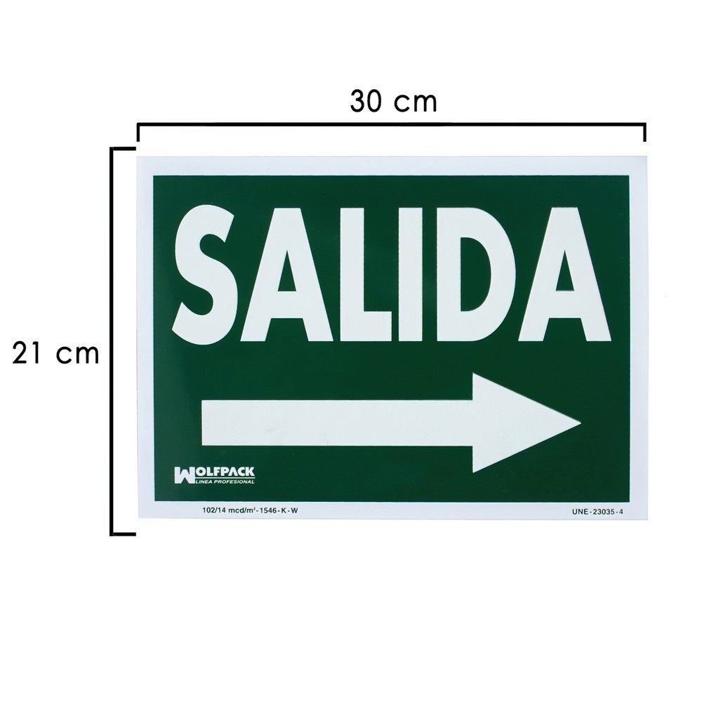 Cartel / Señal Fluorescente Salida A Derecha 30 x 21 (Alt,) cm, al por Mayor | Almacén de Ferretería