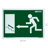 Cartel / Señal Fluorescente Salida Escalera Izquierda Arriba 30 x 21 (Alt,) cm, al por Mayor | Almacén de Ferretería