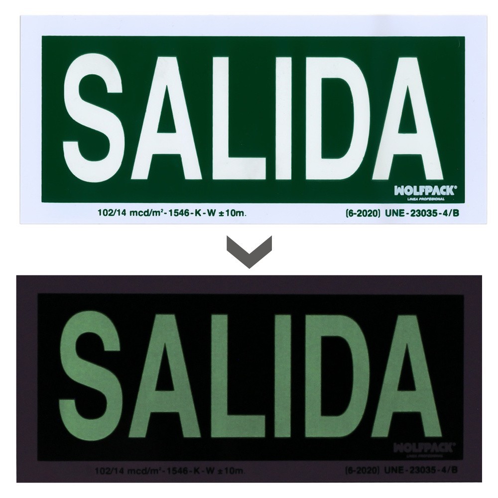 Cartel / Señal Fluorescente Salida 22x 10 (Alt,) cm, al por Mayor | Almacén de Ferretería