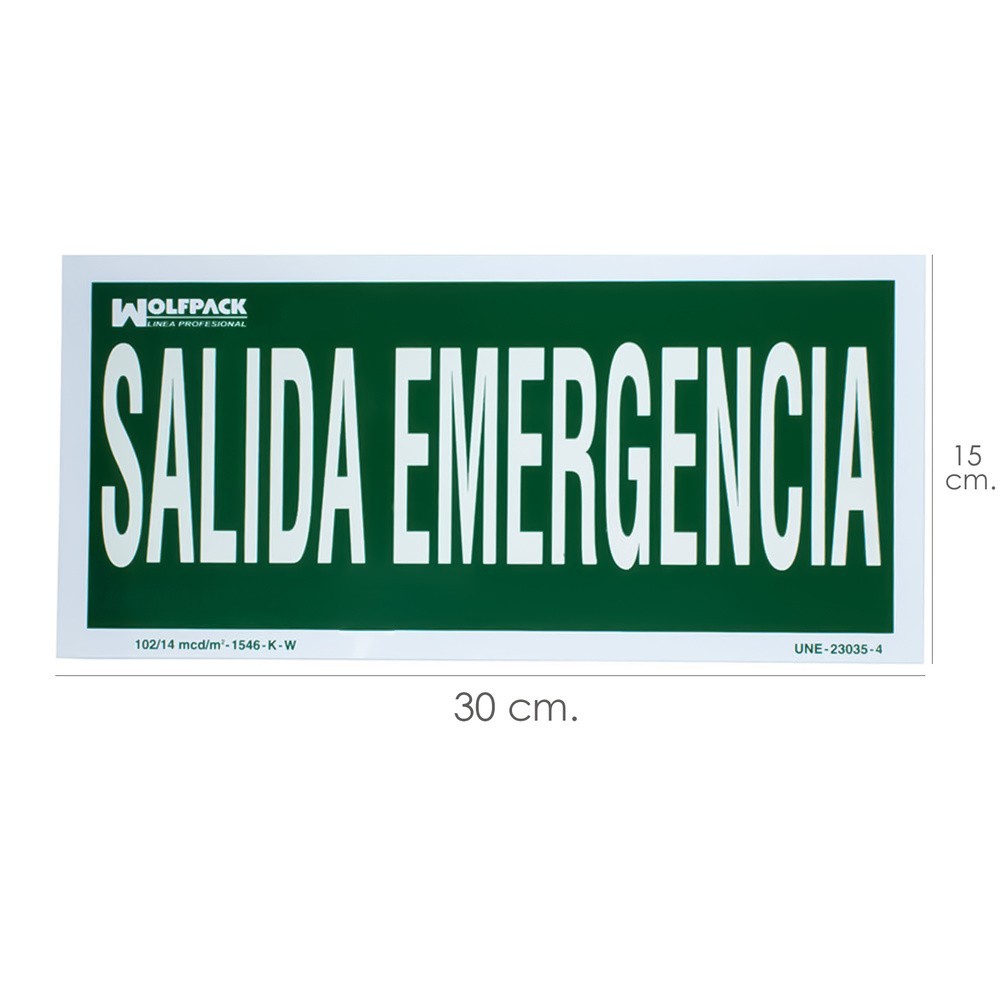 Cartel Salida De Emergencia 30 x 15 (Alt,) cm, al por Mayor | Almacén de Ferretería