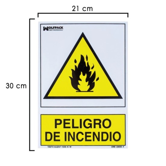 Cartel Peligro De Incendio 21x 30 (Alt,) cm, al por Mayor | Almacén de Ferretería