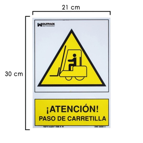 Cartel Atencion Paso Carretilla 21x 30 (Alt,) cm, al por Mayor | Almacén de Ferretería