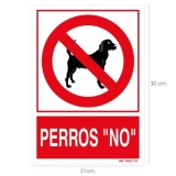 Cartel / Señal Perros "No" 21 x 30 (Alt) cm, al por Mayor | Almacén de Ferretería