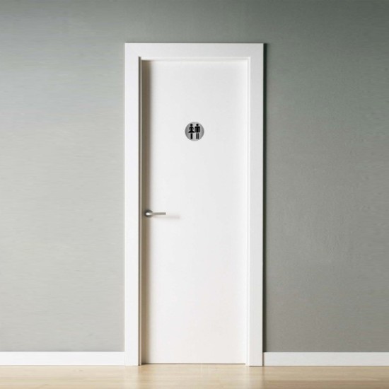 Placa Adhesiva Baño "Mujer / Hombre" Acero Inoxidable Ø 7 cm, al por Mayor | Almacén de Ferretería