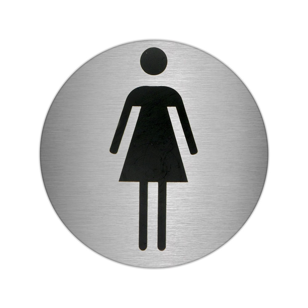 Placa Adhesiva Baño "Mujer" Acero Inoxidable Ø 7 cm, al por Mayor | Almacén de Ferretería