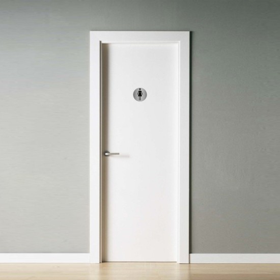 Placa Adhesiva Baño "Mujer" Acero Inoxidable Ø 7 cm, al por Mayor | Almacén de Ferretería