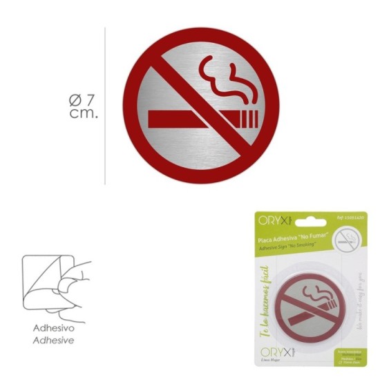Placa Adhesiva "No Fumar" Acero Inoxidable Ø 7 cm, al por Mayor | Almacén de Ferretería