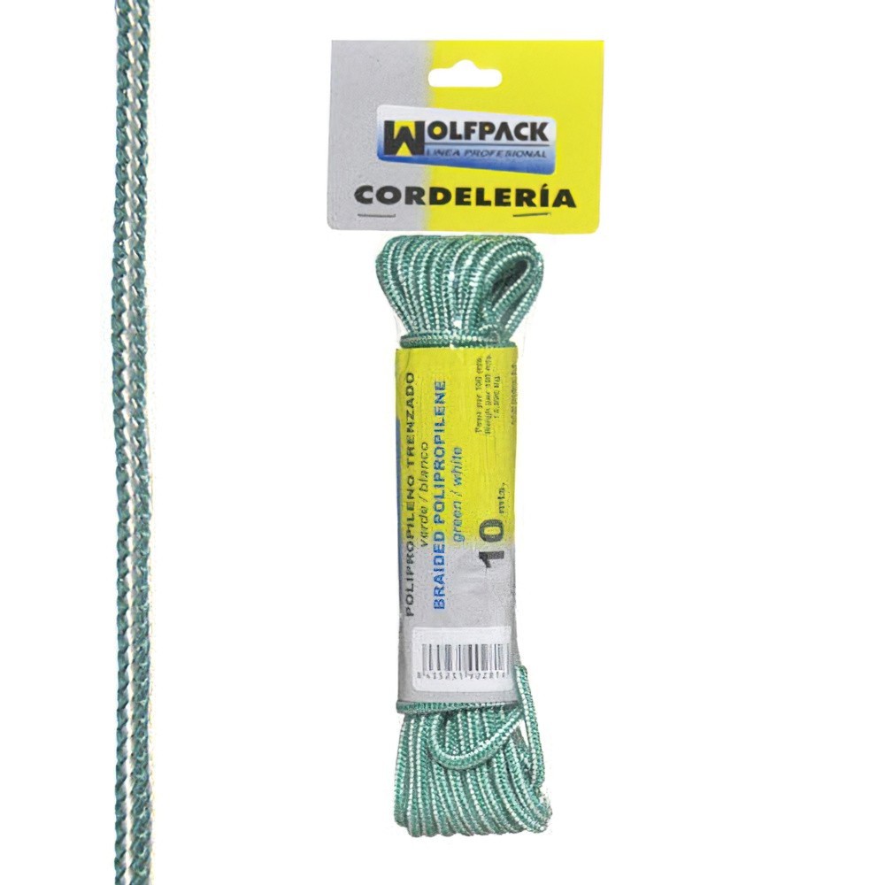 Cuerda Trenzada Polipropileno Blanca / Verde (Madeja 10 m,) al por Mayor | Almacén de Ferretería