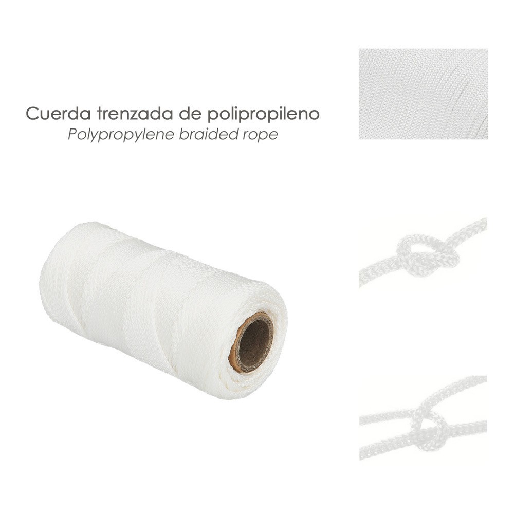 Cuerda Trencilla Polipropileno Blanco (Bobina  50 Metros) al por Mayor | Almacén de Ferretería