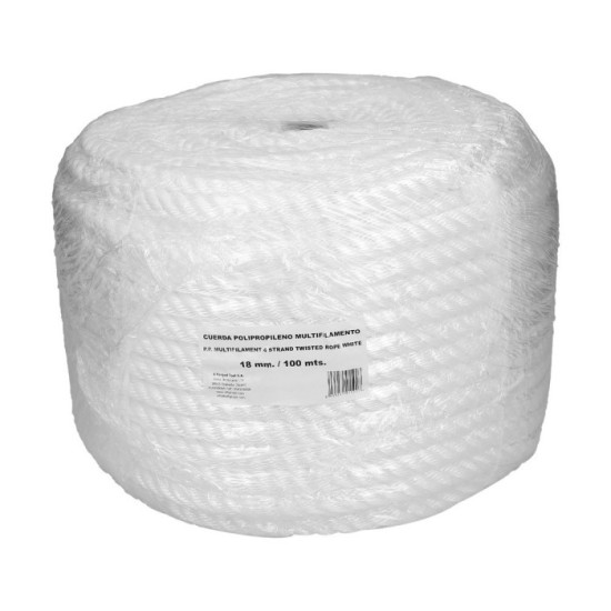 Cuerda Polipropileno Multifilamento (Rollo 100 m,)  18 mm, al por Mayor | Almacén de Ferretería