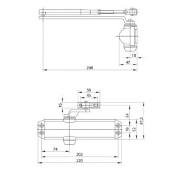 Cierrapuertas Tesa DC120-1 F2-4 Con Retenedor Plateado