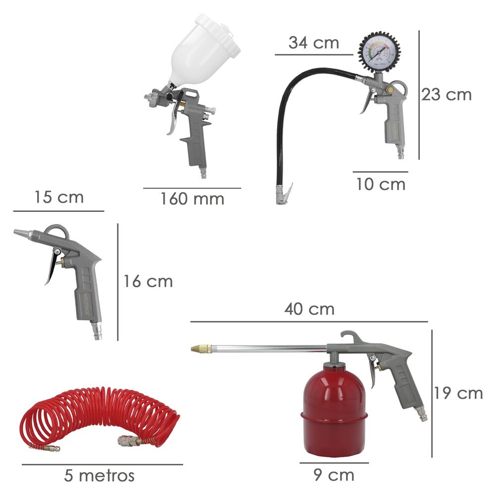 Kit Accesorios Para Compresor Aire Comprimido 5 Piezas Con Click Rapido al por Mayor | Almacén de Ferretería