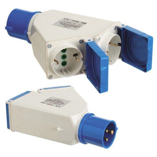 Adaptador Industrial Cetac Schuko Doble 2p Con Tapa al por Mayor | Almacén de Ferretería