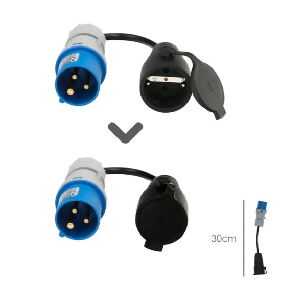 Adaptador de clavija CEE a Schuko, 2 polos + Tierra, Max, 16A, 230V al por Mayor | Almacén de Ferretería