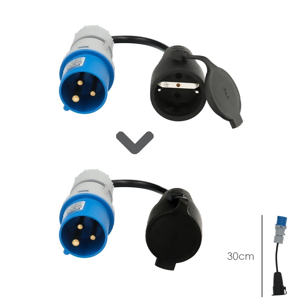 Adaptador de clavija CEE a Schuko, 2 polos + Tierra, Max, 16A, 230V al por Mayor | Almacén de Ferretería