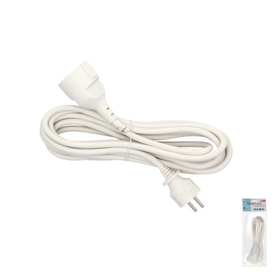Prolongador Cable Electrico 5 metros, Alargadera 16 A, 3500 W, Conexión Sucko 3 Polos + Tierra, Color Blanco al por Mayor | Alma