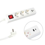 Base Multiple 3 Tomas Schucko y 2 tomas USB (A / C) Con Interruptor y Toma de Tierra al por Mayor | Almacén de Ferretería