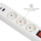 Base Multiple 3 Tomas Schucko y 2 tomas USB (A / C) Con Interruptor y Toma de Tierra al por Mayor | Almacén de Ferretería