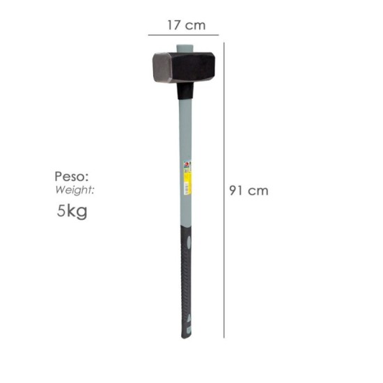 Maza Con Mango Fibra Vidrio 5 Kg, Cabeza Forjada, Con Anillo Anti Vibración, Maza / Porro al por Mayor | Almacén de Ferretería