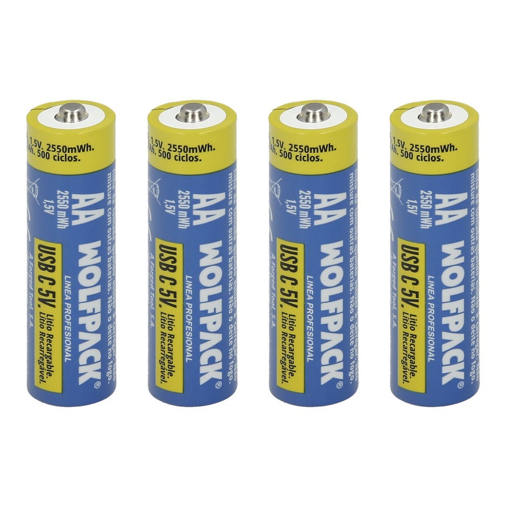 Pila Litio Recargable "AA" 1,5V USB-C (4 Unidades) al por Mayor | Almacén de Ferretería