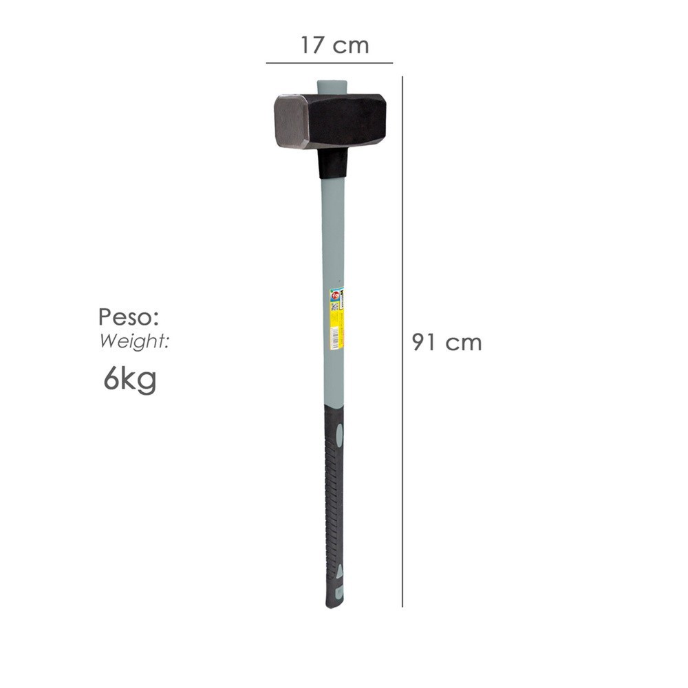Maza Con Mango Fibra Vidrio 6 Kg, Cabeza Forjada, Con Anillo Anti Vibración, Maza / Porro al por Mayor | Almacén de Ferretería