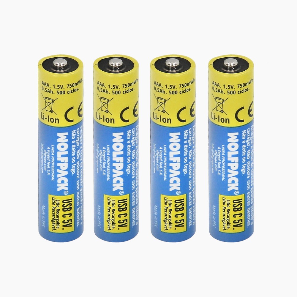 Pila Litio Recargable "AAA" 1,5V USB-C (4 Unidades) al por Mayor | Almacén de Ferretería
