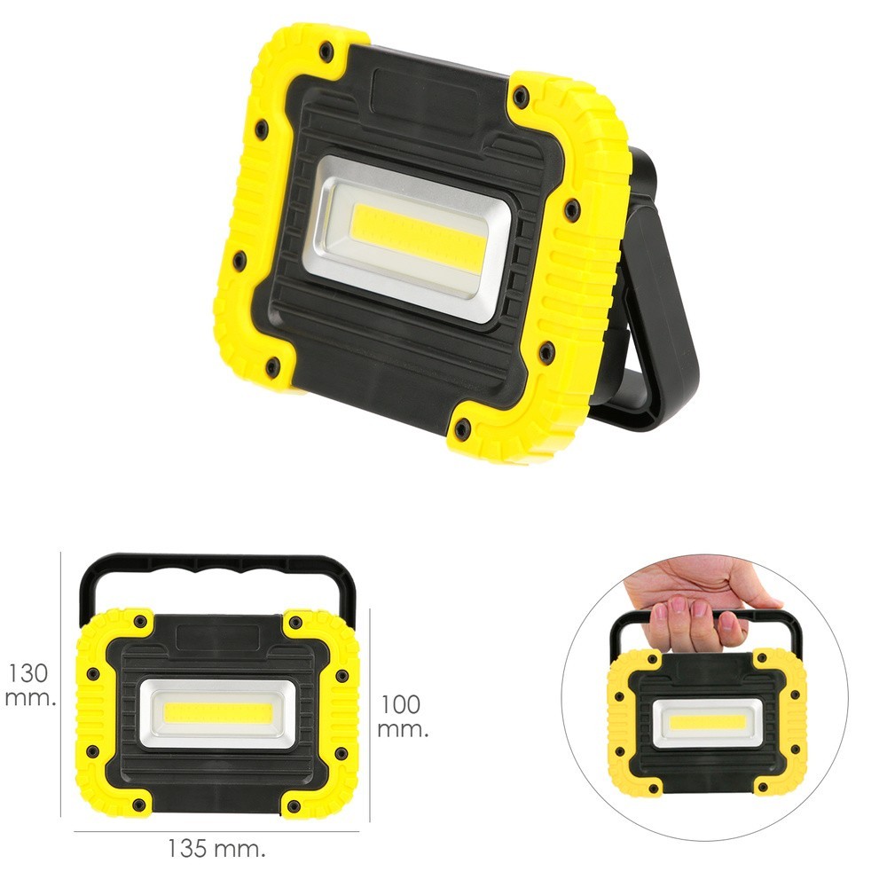 Linterna de Trabajo Led  Multifunción Recargable 2,000 mAh, / 10 W, / 500 Lúmenes / 4 Imanes / Bateria Externa / Soporte 180º al