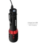 Linterna LED De Mano Mini Aluminio Recargable USB (1,200 mah) 500 Lumenes 5 Watt, Con Función Zoom y Clip Sujeción al por Mayor 